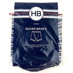DXL Harbor Bay Men's Boxer Briefs 3-Pack Gray Striped Multi 2XL New In Package